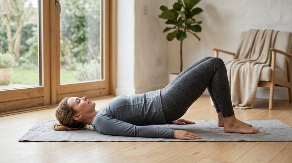 Wellness photography: Woman performing pelvic floor strength