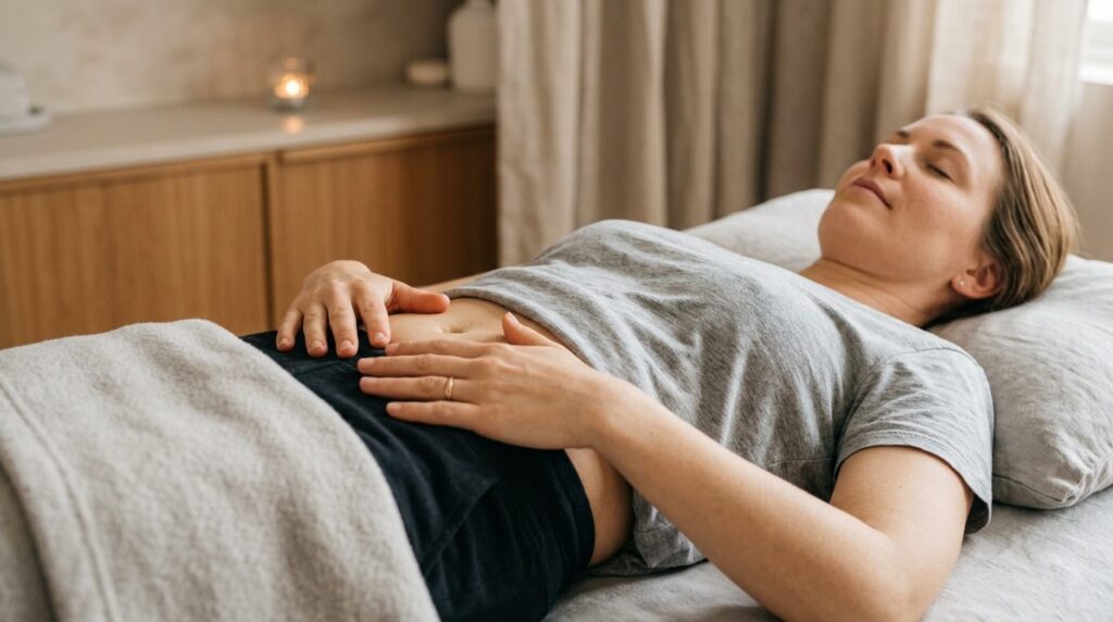Health and wellness concept: Close-up of a womans lower abd